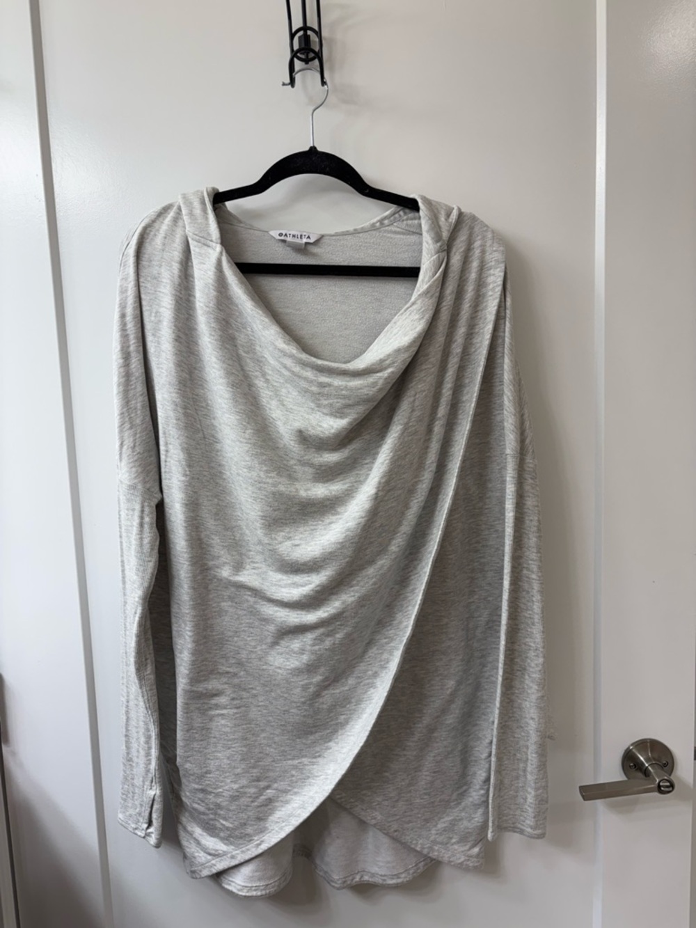 Athleta Grey Long Sleeve Crossover Sweater SZ MT